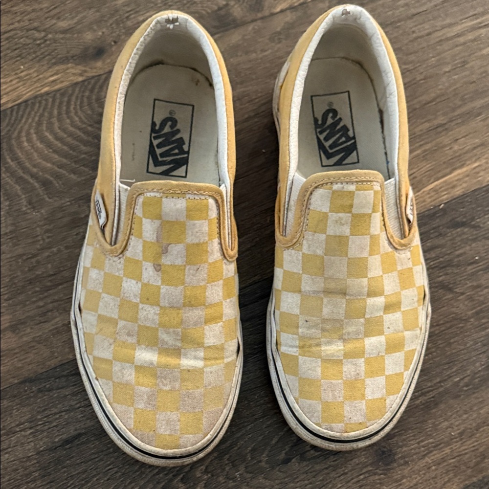 Vans Yellow Checkered Slip-On Sneakers